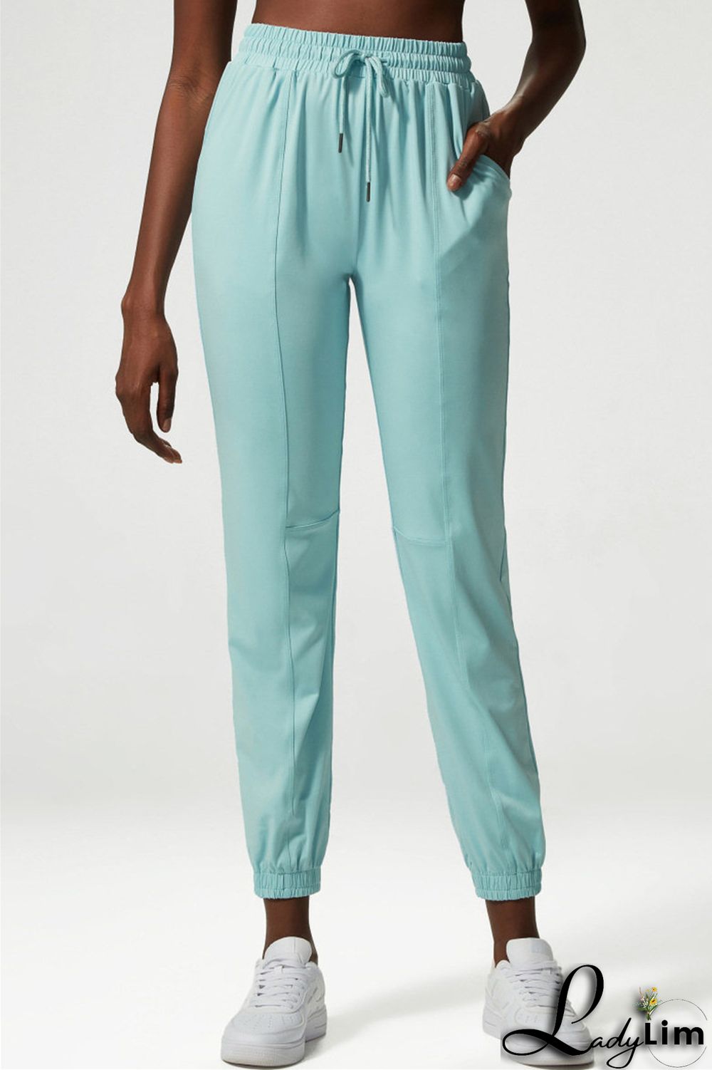 Apricot Casual Sportswear Solid Patchwork Regular High Waist Trousers