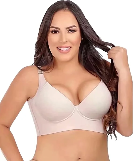 Deep Cup Bra Hide Back Fat With Shapewear Incorporated-Nude（Buy 1 Get 1 Free）