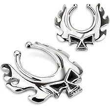 Pornhint Blazing Skull Clip On Nipple Ring Set New