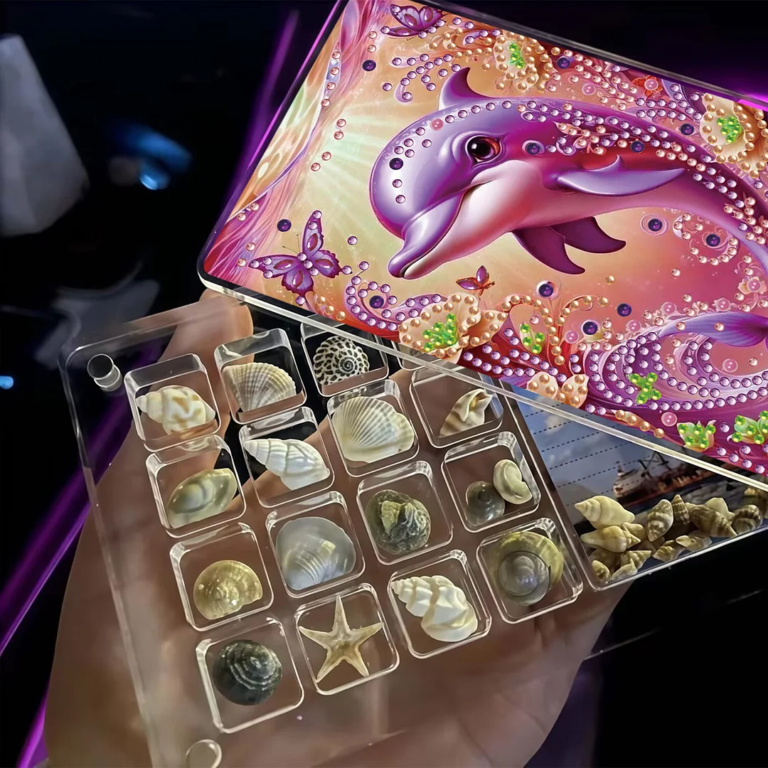 2pcs DIY 5D Diamond Painting Acrylic Jewelry Box Kit Gift for Adults (Animal A)