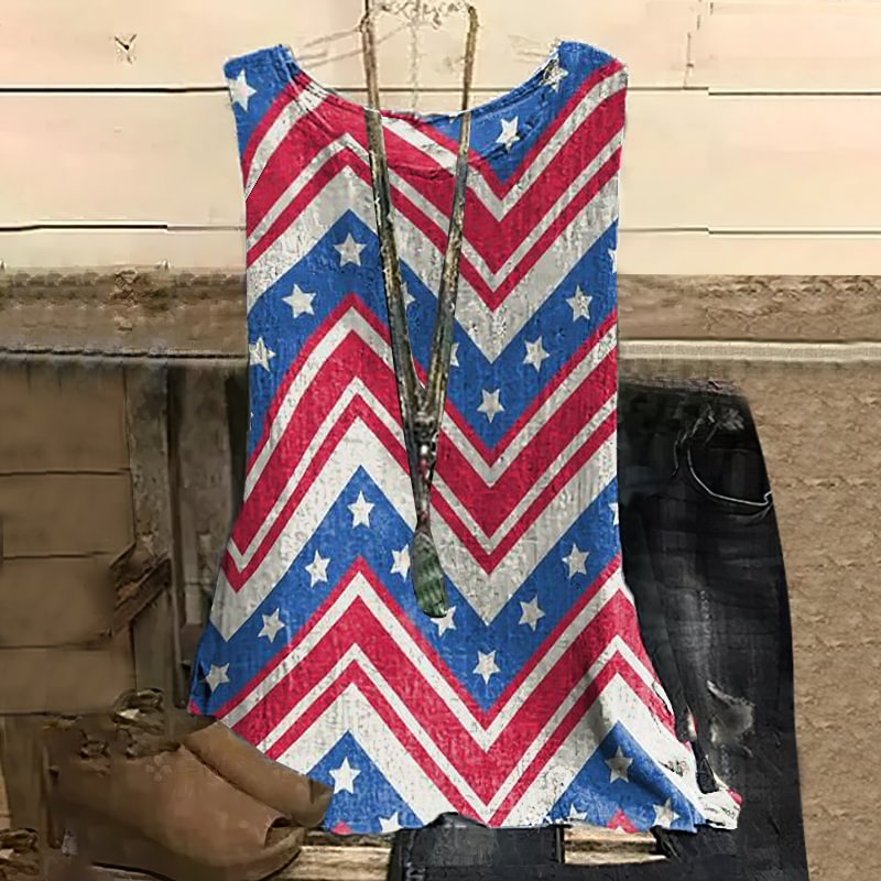 Classic flag print sleeveless fashion vest
