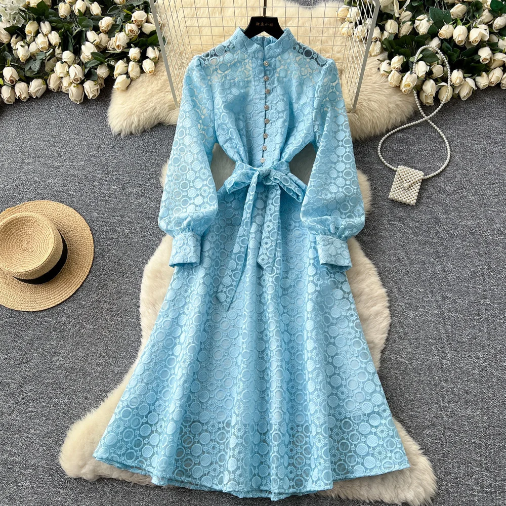 Nigikala Nigikala Dress Female High-End Light Luxury Famous Bubble Bubble Sleeve Dress Design Feel Waist Strap Fluffy French Dress