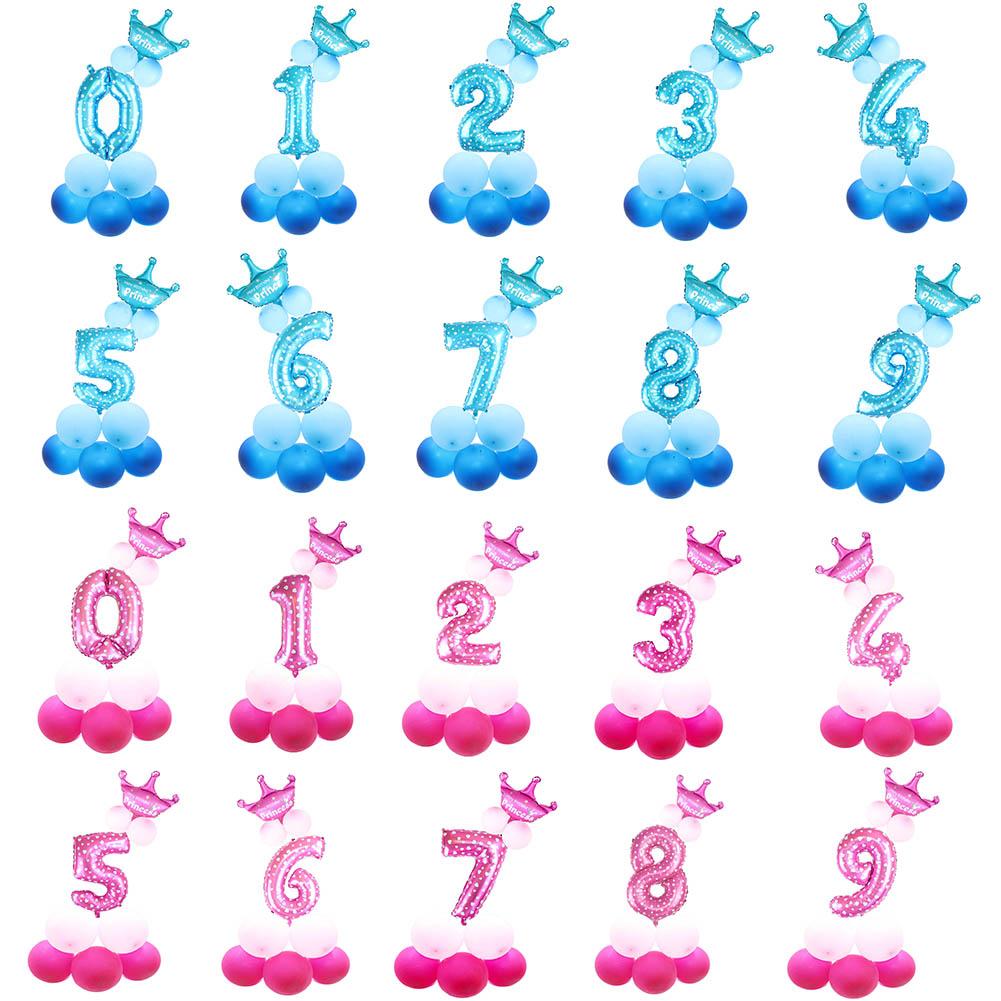 

13pcs/Set Digital Ballons with Crown Number Ballons Birthday Party Decor, Blue, 501 Original