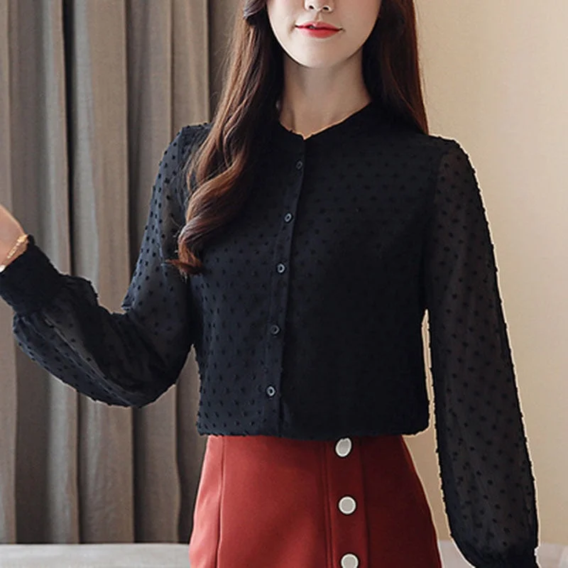 Fashion Woman Blouses 2021 Autumn New Long Sleeve Women Shirts Black White Blouse Tops OL Style Women Blouse Shirt Blusas 0974