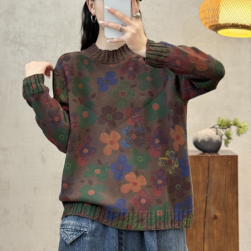 Chicfifth Sweater Women Winter Long Sleeve High Quality Autumn Vintage Top Knitted Cardigan