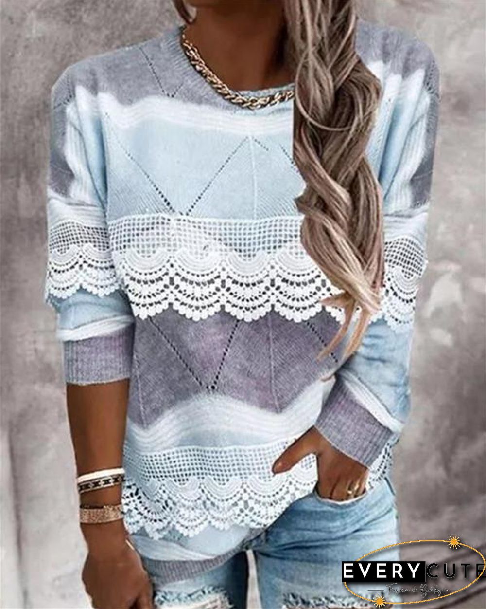 Round Neckline Pullover Casual Regular Top