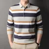 Long casual striped polo shirt