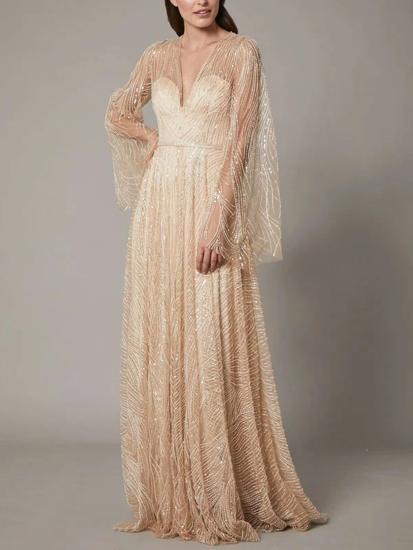 sequin mesh temperament wedding ladies dress
