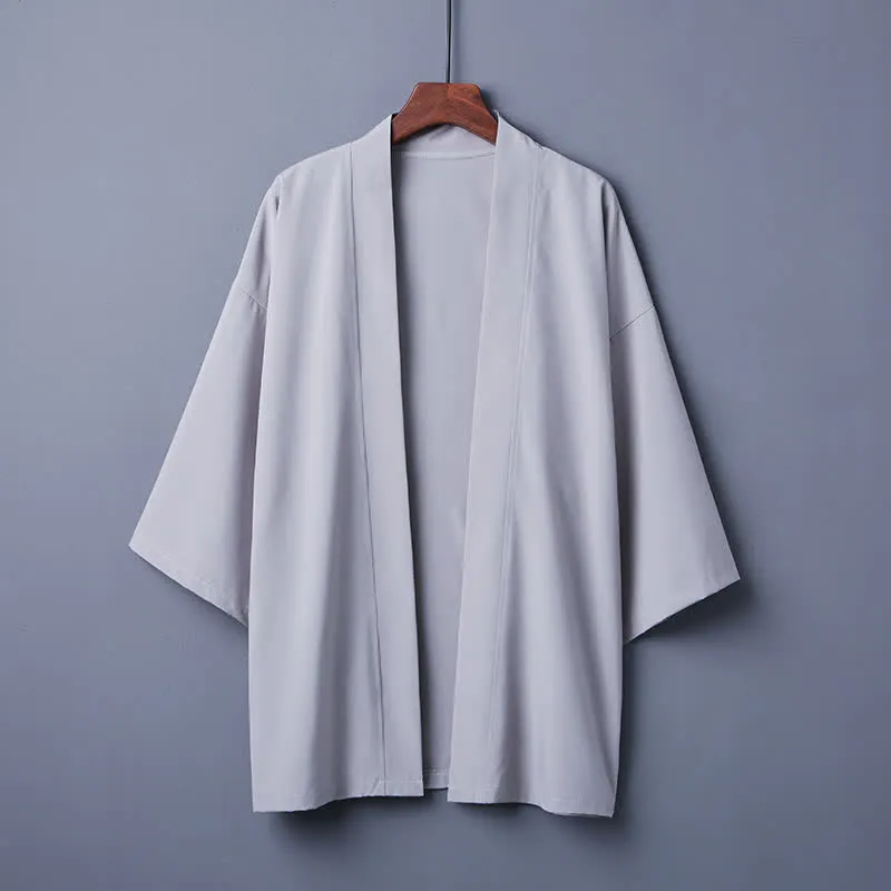 Vintage Pure Color Casual Cardigan Kimono Outerwear