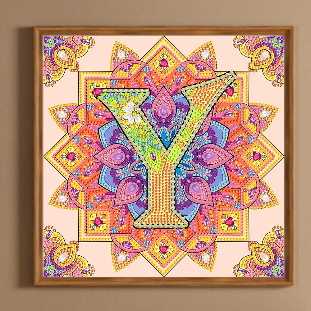 Special Shape Diamond Painting 30*30cm - Y Letter Mandala
