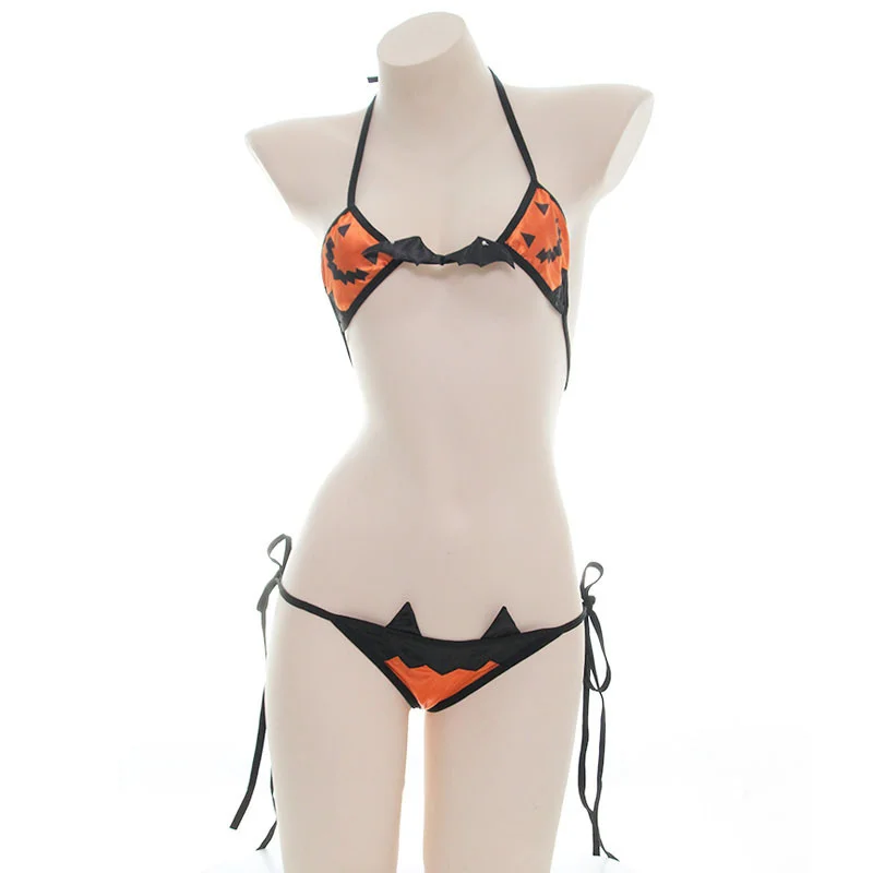 Halloween Pumpkin Bikini Suit Devil Strap Underwear