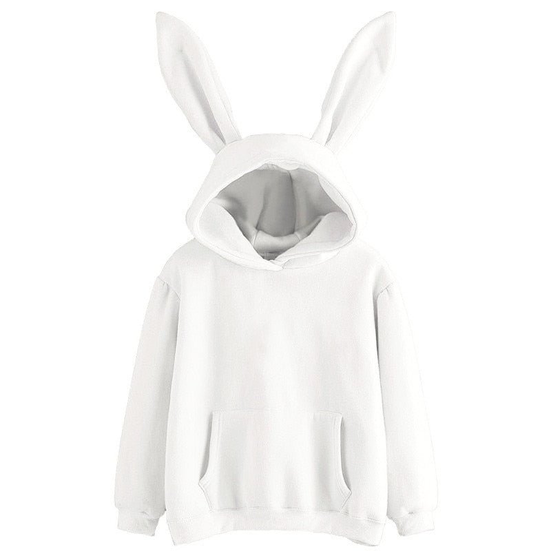 Women Cute Bunny Printed Girl Hoodie Casual  Long Sleeve Sweatshirt Pullover  Ears Plus Size Top Sweatershirt Hot Sale