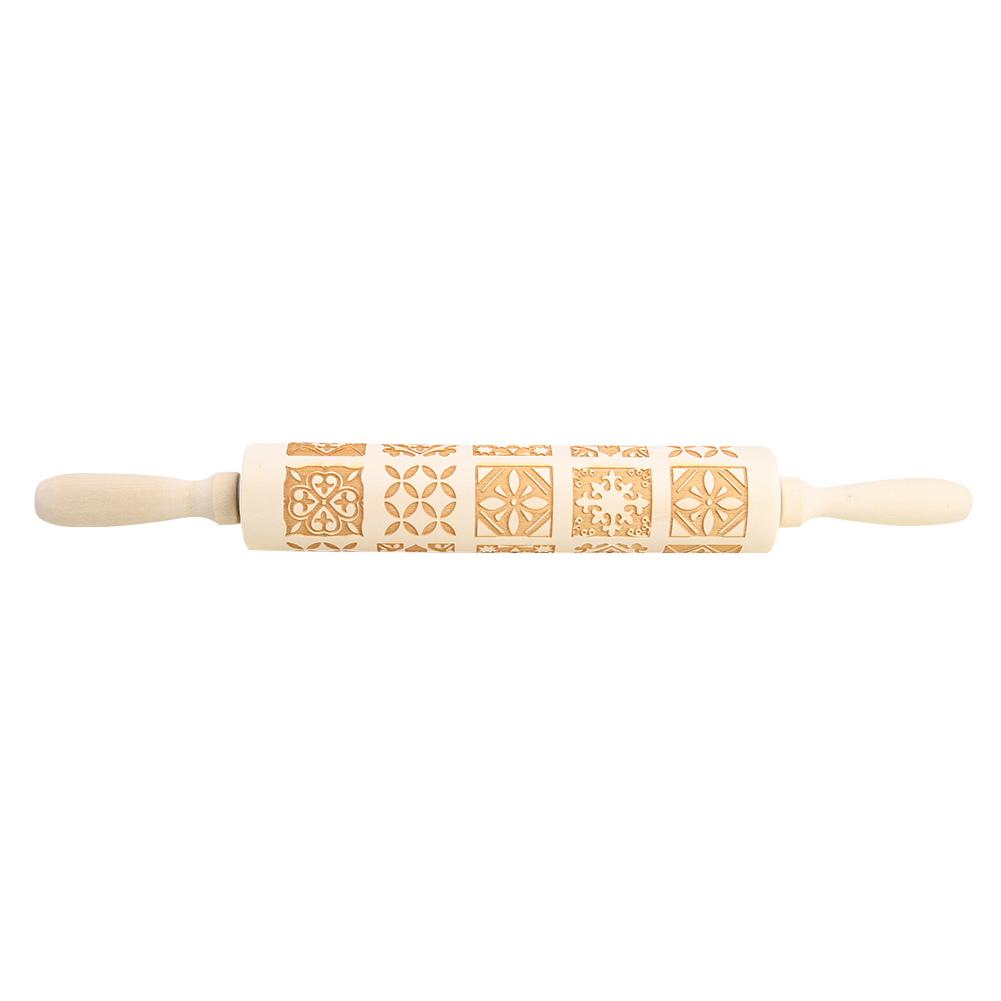 

Wood Embossing Rolling Pin Fondant Dough Vintage Pattern Engraved Roller, 501 Original