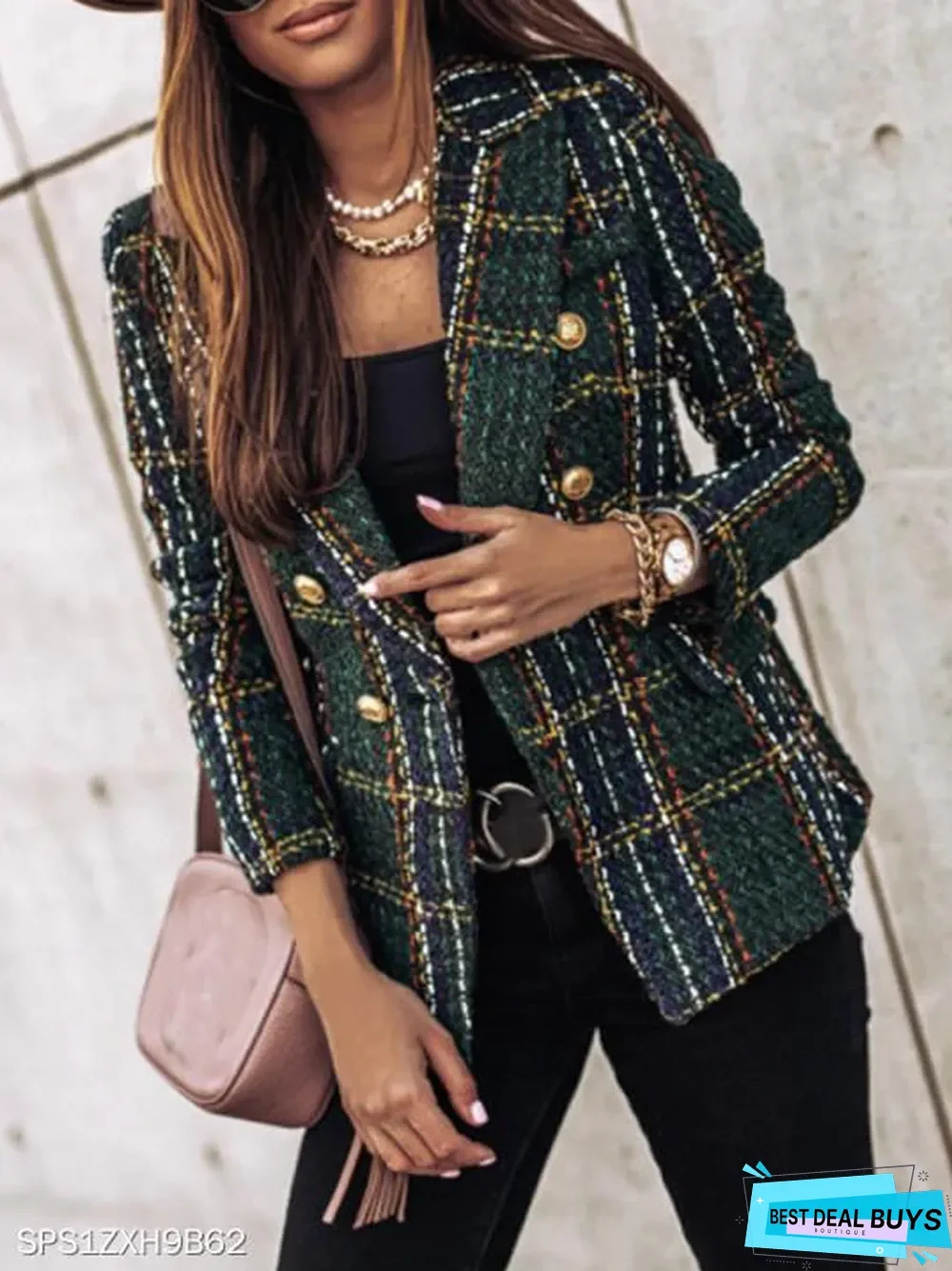 Retro Ancient European Beauty Slim-fit Plaid Long-sleeved Small Suit