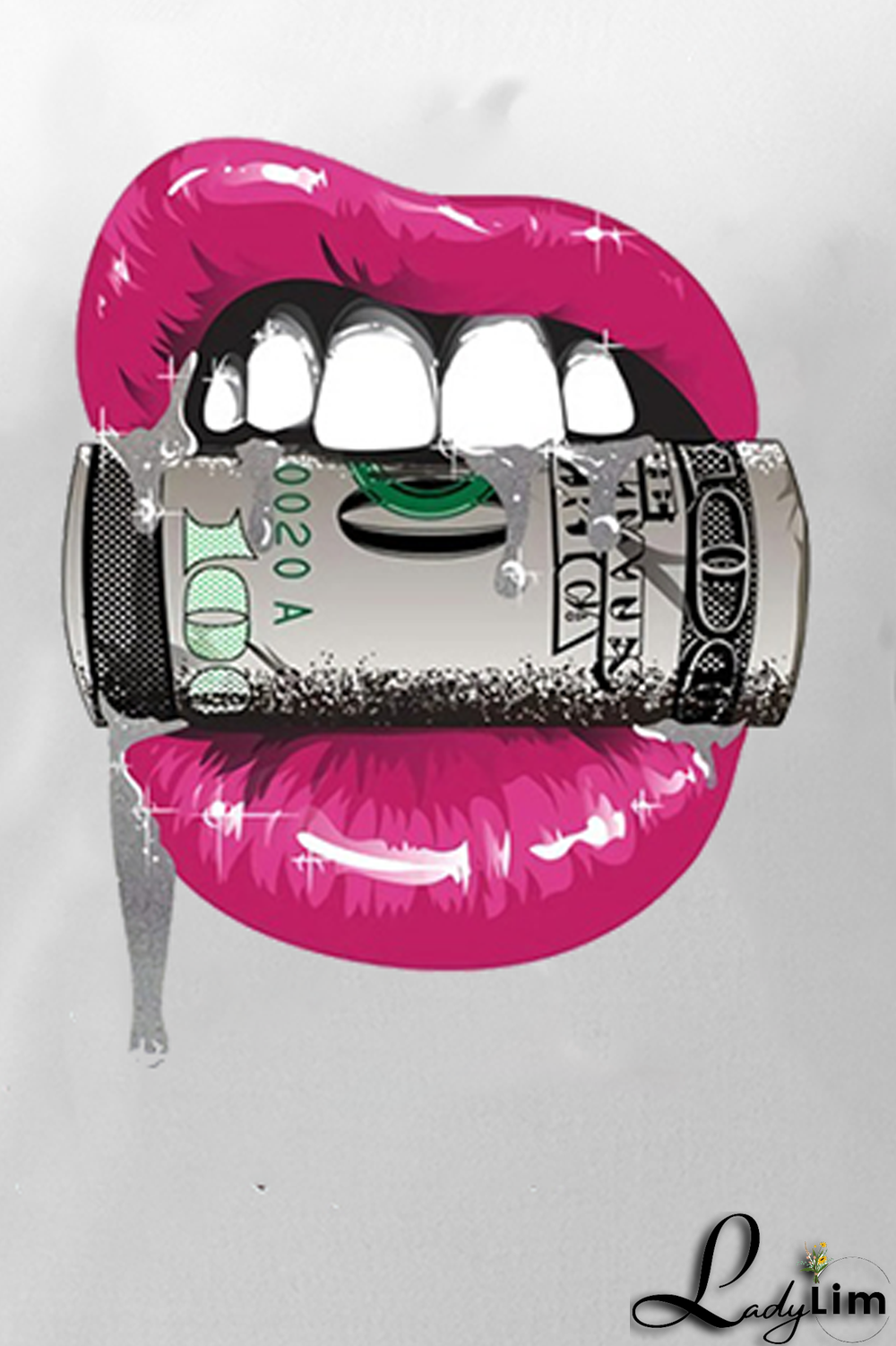 Black Fashion Casual Lips Printed Patchwork O Neck T-Shirts