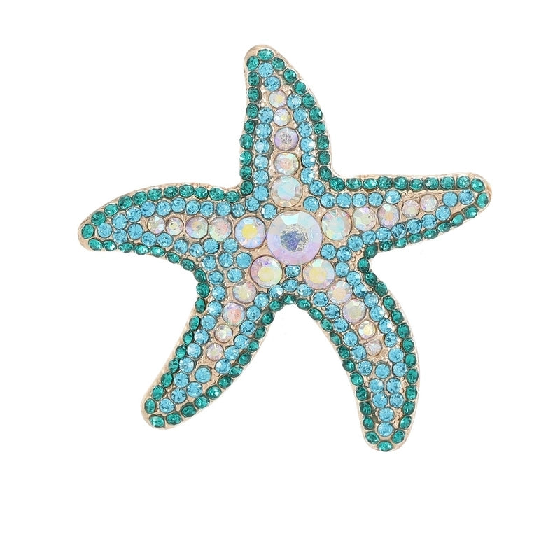 Marine Style IG Style Pin Tortoise Peacock Starfish Alloy Plating Inlay Rhinestones Unisex Brooches
