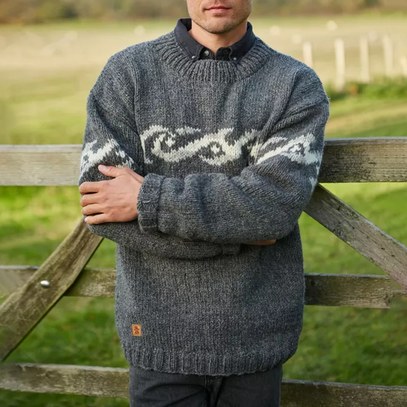 Vintage Mens Surf Jacquard Knit Sweater