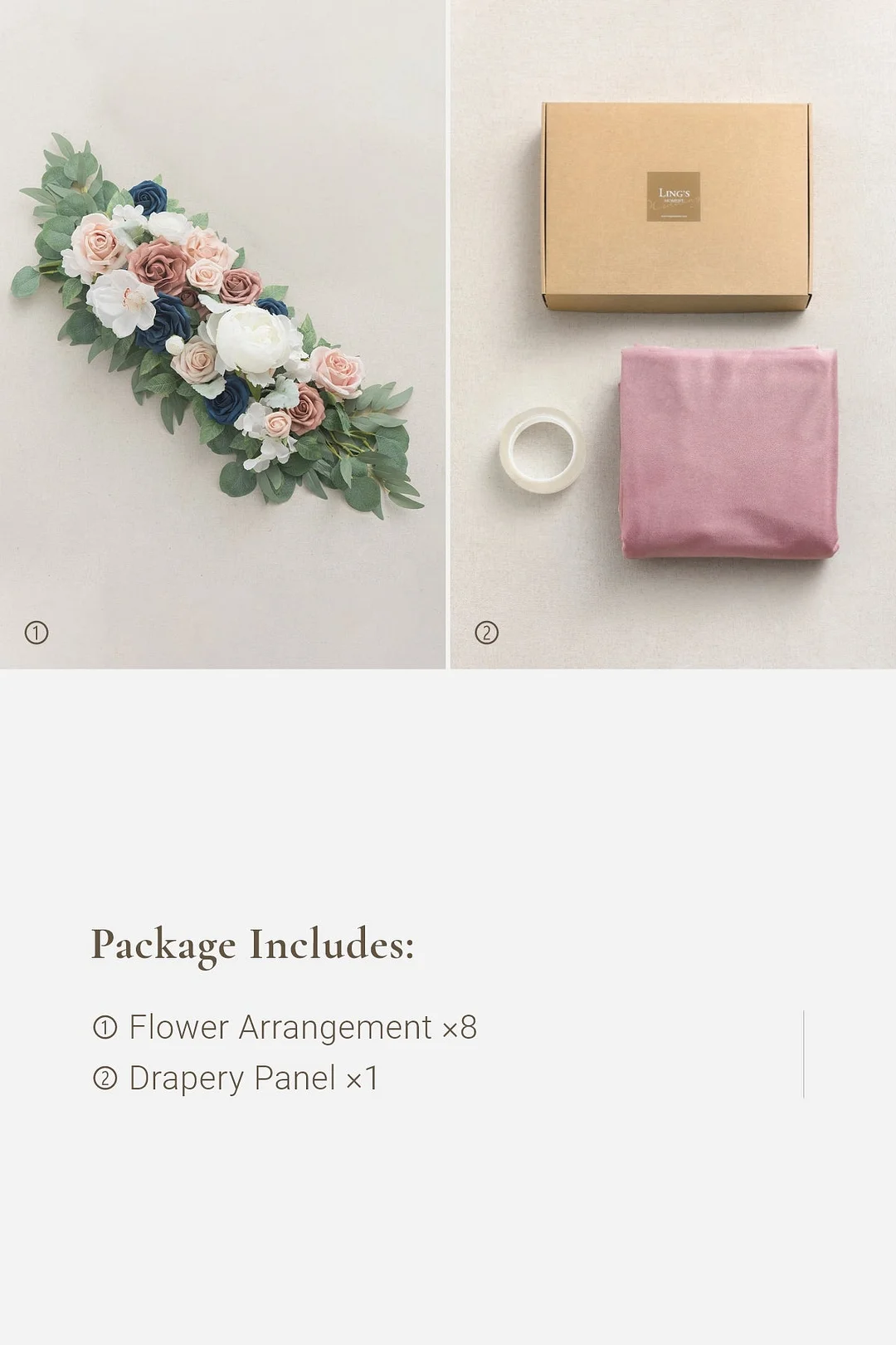 Round Arch Decor Set in Dusty Rose & Navy