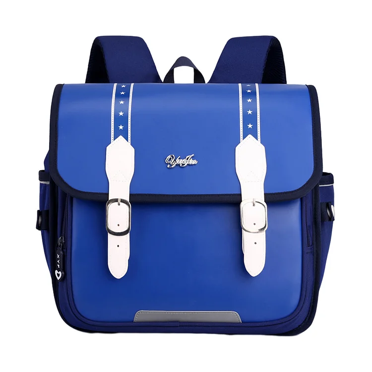 School Bag Durable PU Students Backpack Children Daily Leisure (Dark Blue)
