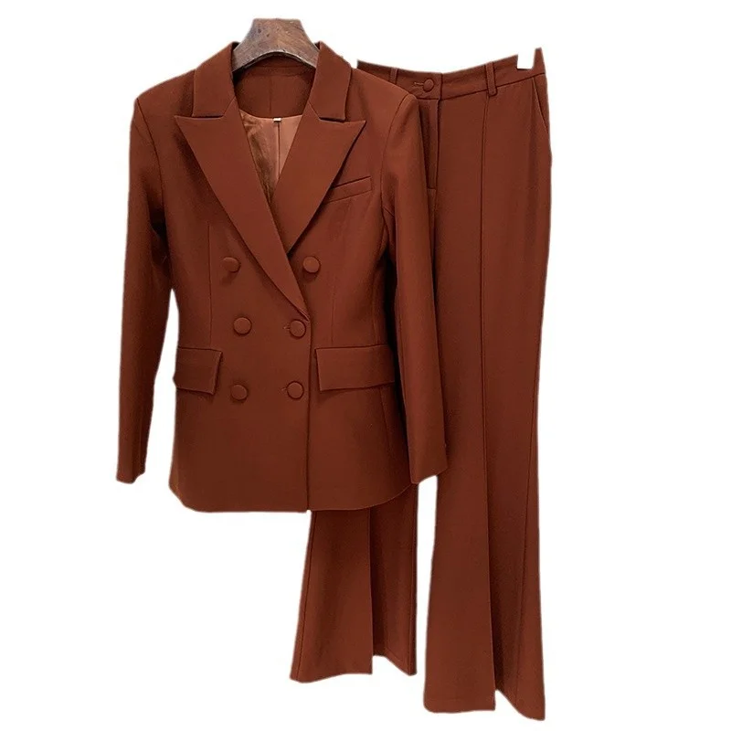 Nigikala Nigikala Star Fashion New Double Buckle Suit Jacket Horn Trousers Set Two Sets