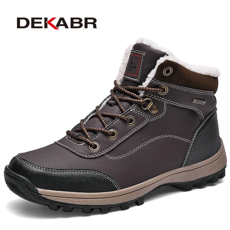 DEKABR Men Fashion Warm Boots 2022 Autumn&Winter Shoes Men Casual Boots Male Brand Genuine Leather Lace-up Ankle Work Men Boots