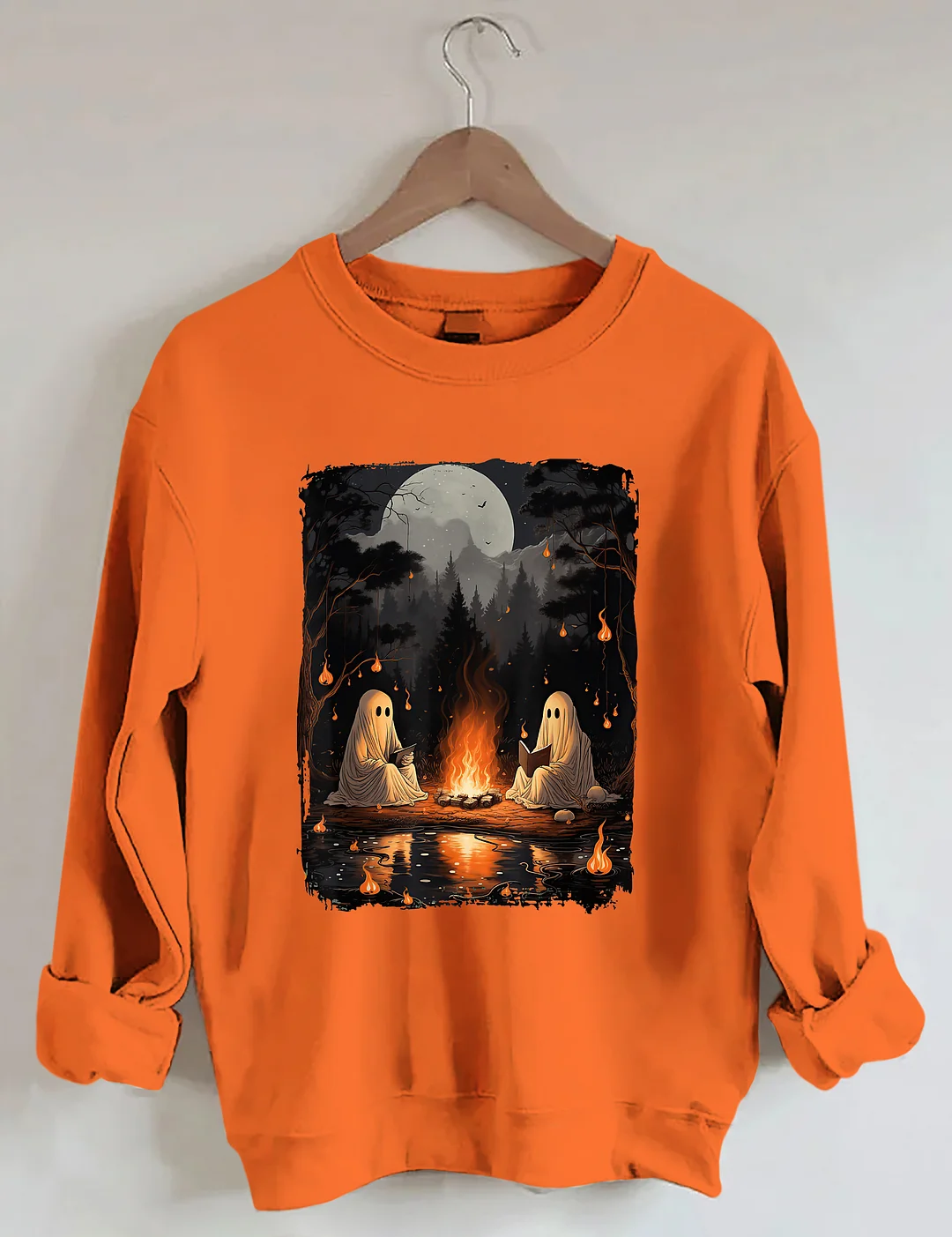 Ghost Reading Camping Halloween Sweatshirt