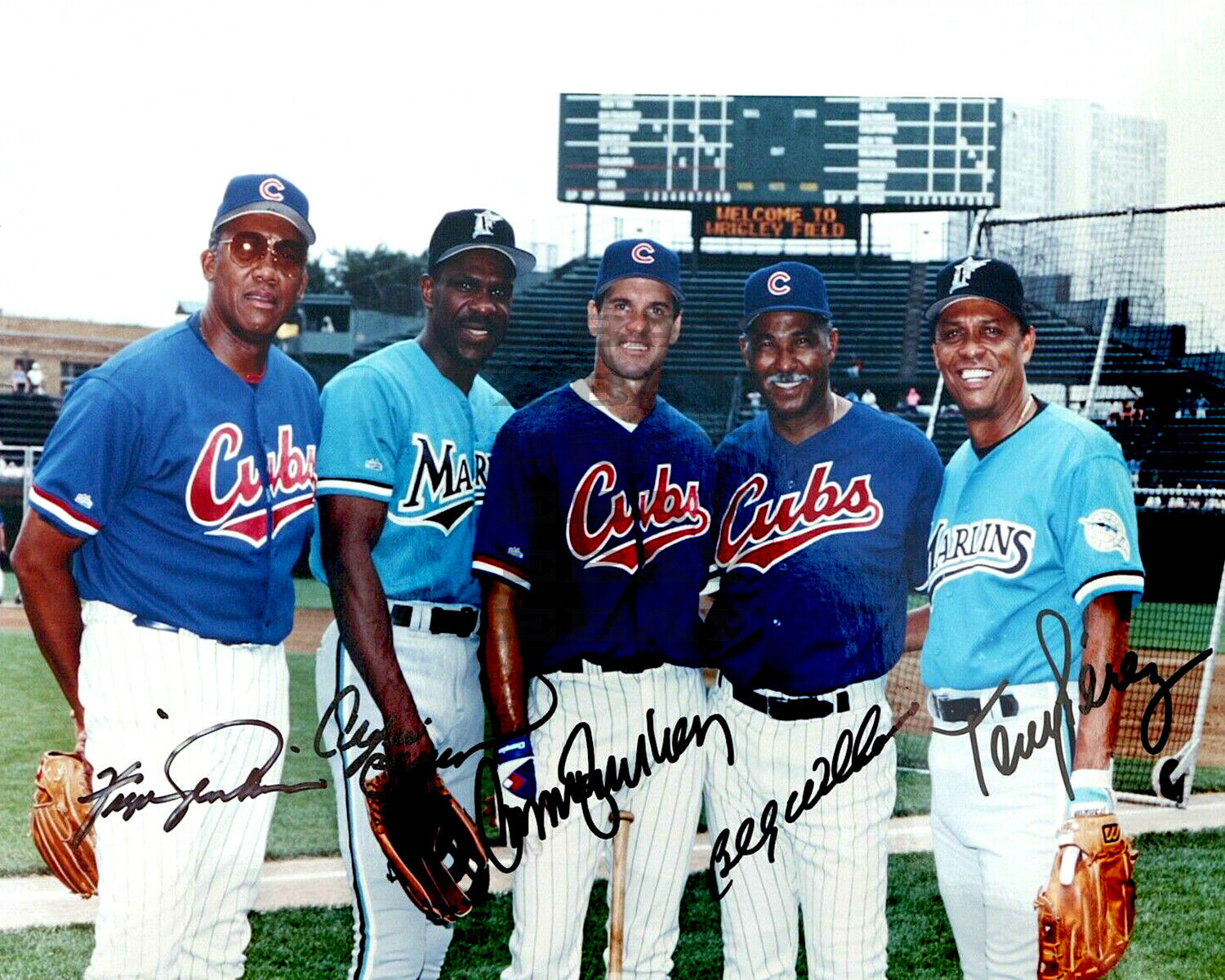 HOF Jenkins, Dawson, Sandberg, B. Williams & Pere 8x10 autographed Photo Poster painting Reprint