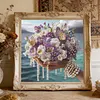 Seaside Pansy Beaded Bouquet Special Shaped 5D DIY Partial Drill Diamond Painting Kits for Adults Beginners Home Decor Diamonds Dots Gem Art Kits 11.81 X11.81inch