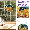 (18.5cm)DIY Acrylic Jigsaw Puzzle Window Hanging with Hanging Chain DIY Stained Glass Decoration Round Window Puzzle Decor for DIY Craft Project (Sleep Cat)