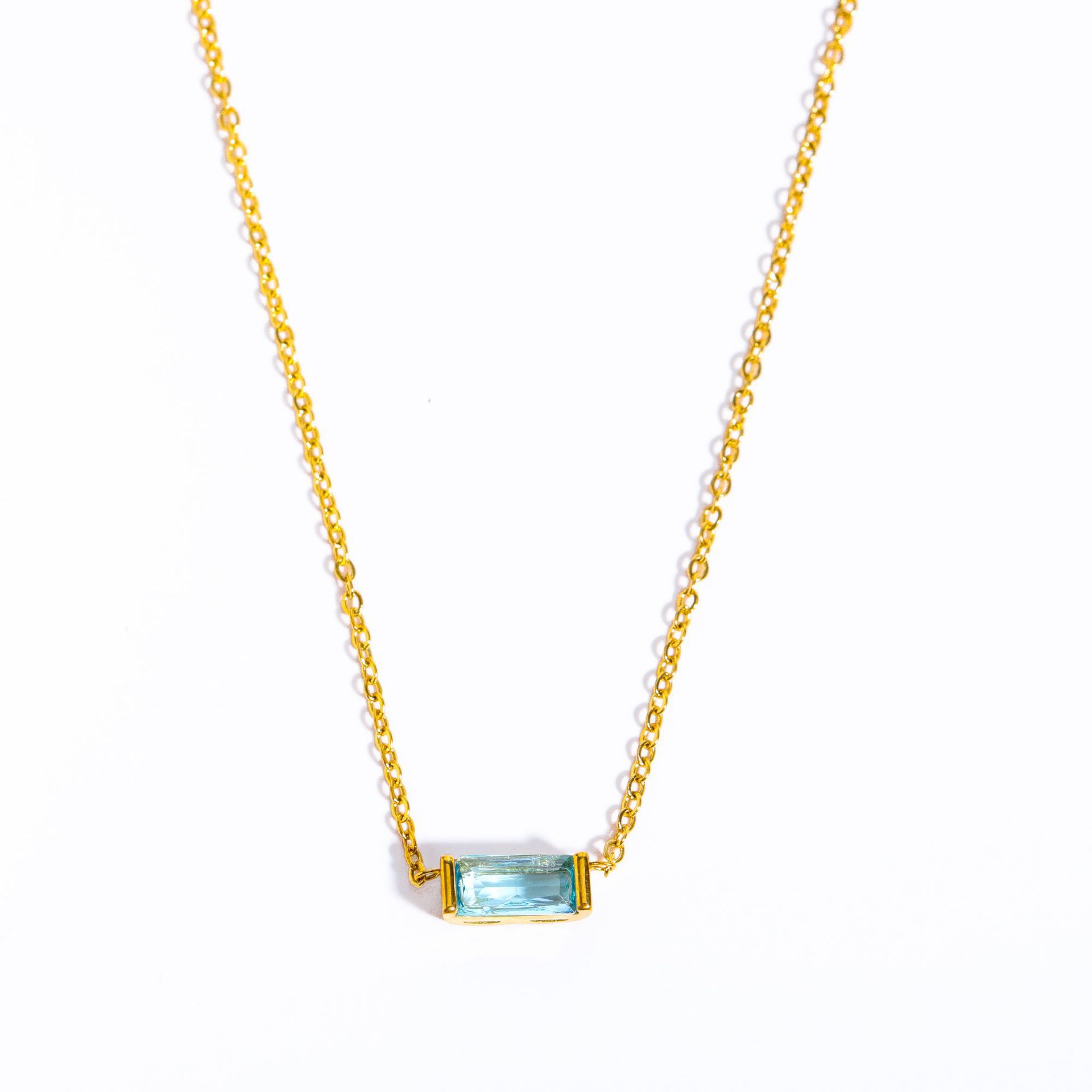 Women's Square Crystal Pendant Necklace