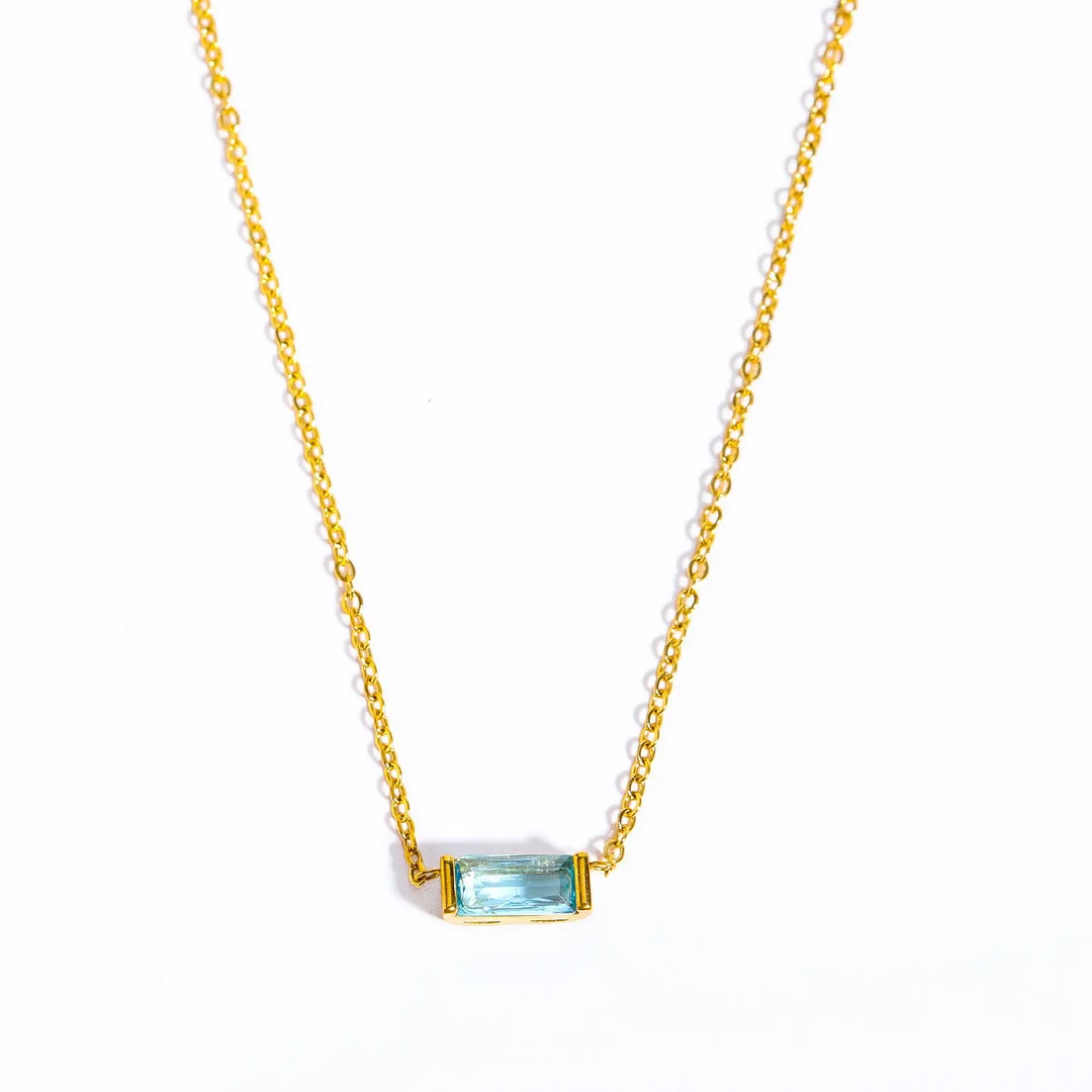 Women's Square Crystal Pendant Necklace