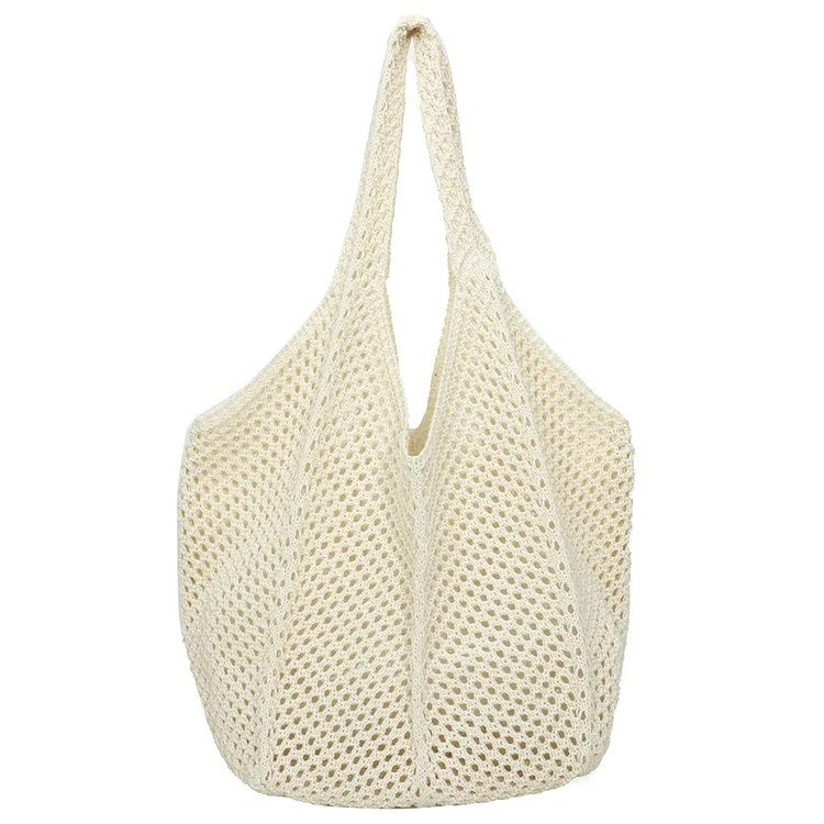 Women Crochet Tote Bag Fashion Knitted Bag Hollow Out Tote Bag for Summer Beach
