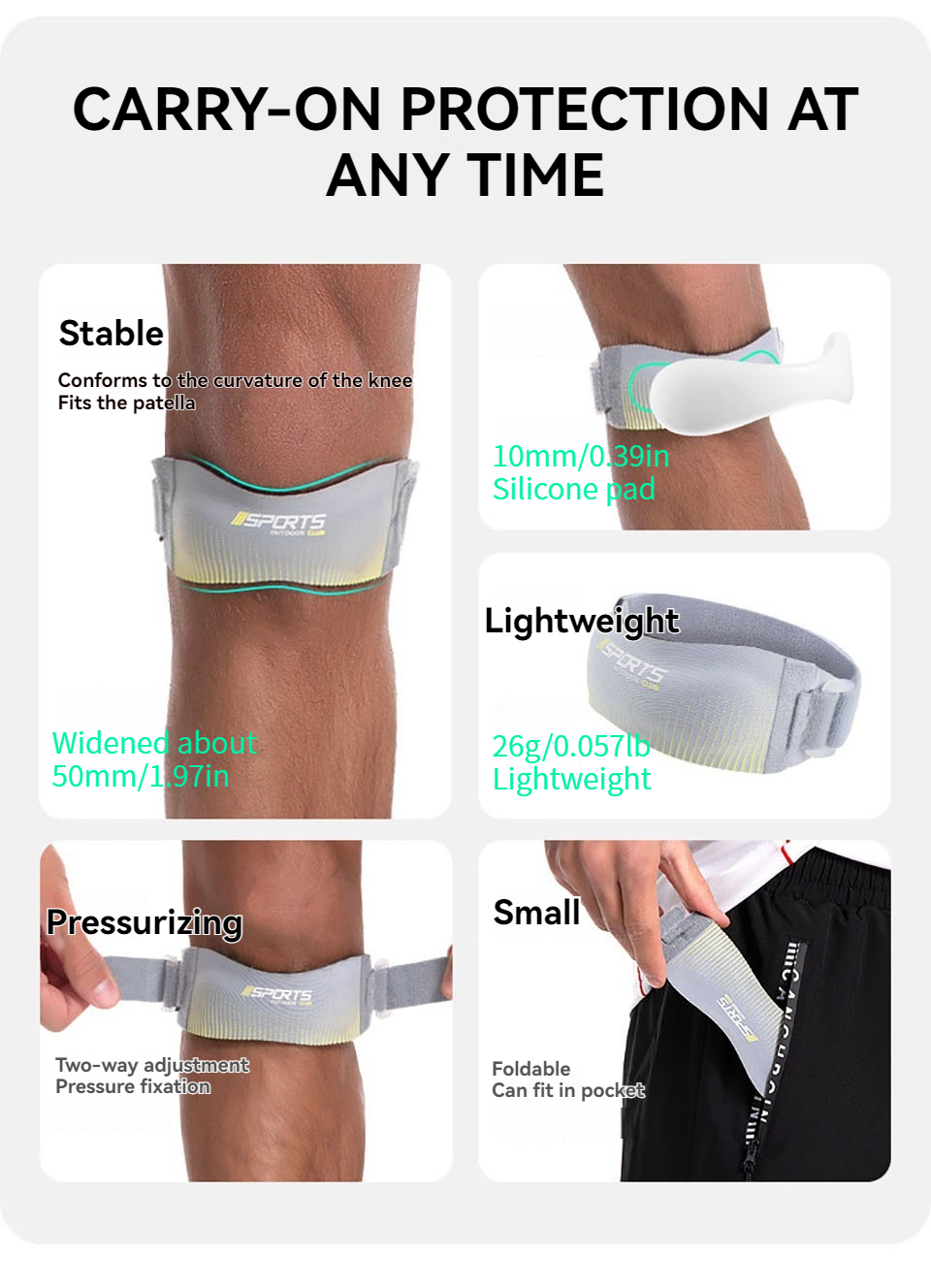 Likron Watches Adjustable Patella Tendon Knee Strap for Running