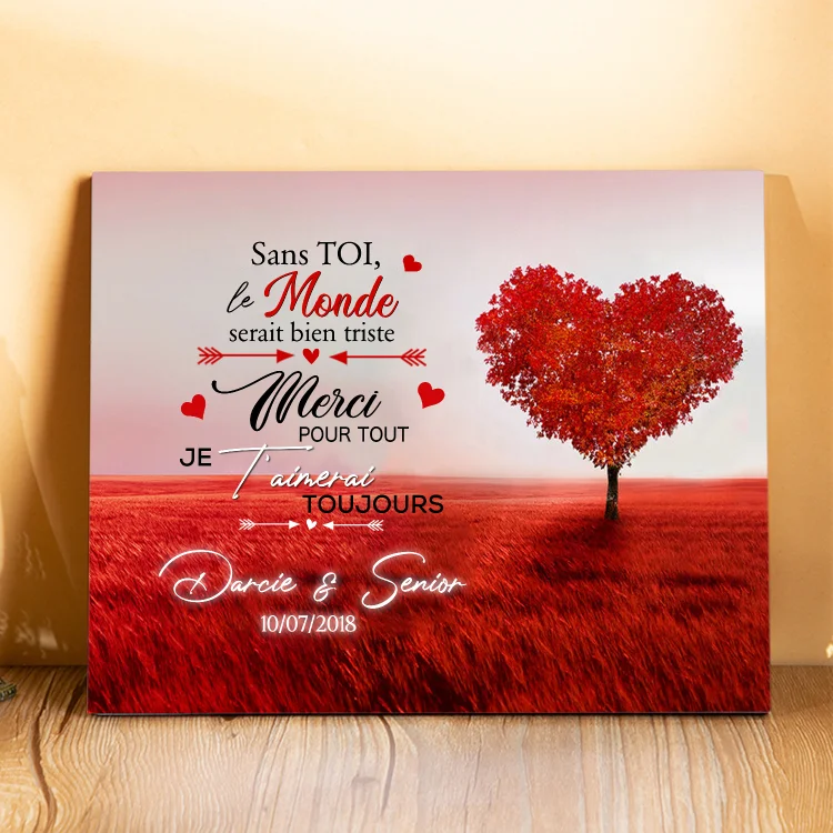 Cadre en Bois Cœur 2 Prénoms Personnalisés avec Date pour Couple Cadeau Saint Valentin Jessemade FR