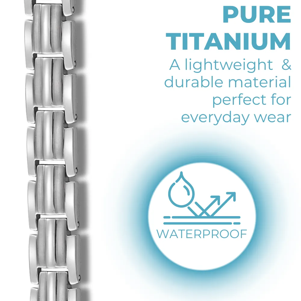 Ladies Magnetic Therapy Bracelet Double Row Magnets - Titanium