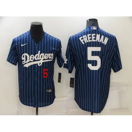 Men's Los Angeles Dodgers #5 Freddie Freeman Navy Cool Base Stitched Jersey O0VT
