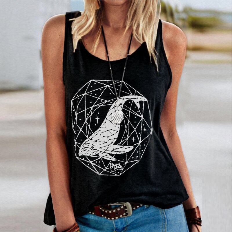 2021 Hot Summer New Fashion Animal Print Loose Vest o-Neck Sleeveless Vest T-Shirt Women's Wear S-3XL