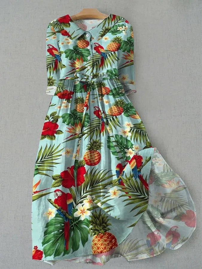 Women's Casual Hawaiian Parrot Print Dress