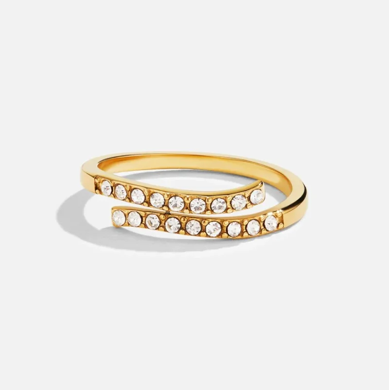 Layered Gold & Crystal Wrap Ring