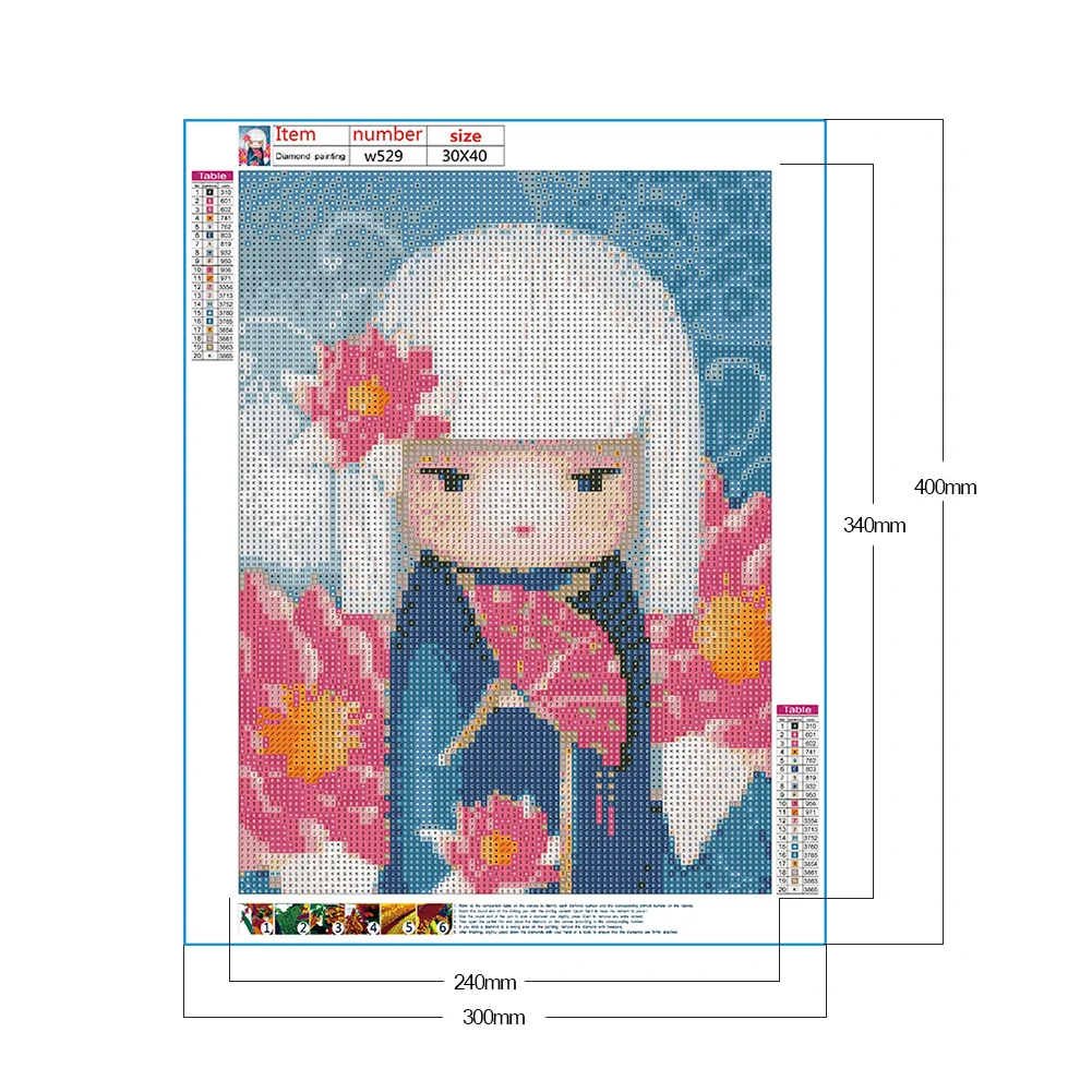 Diamond Painting - Full Round Drill - Kokeshi Doll
