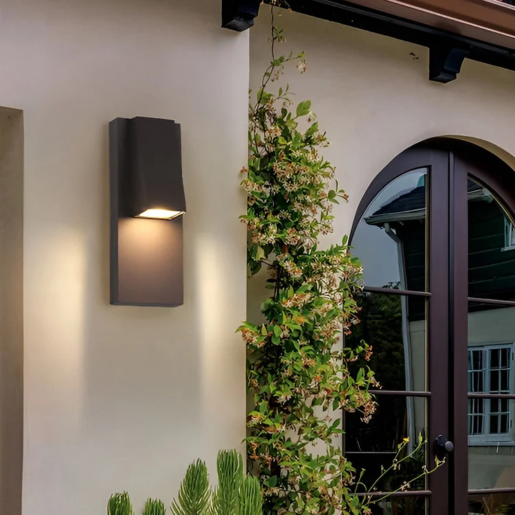 Rectangle Waterproof LED Black Modern Outdoor Wall Lamp Wall Light Fixture - Appledas