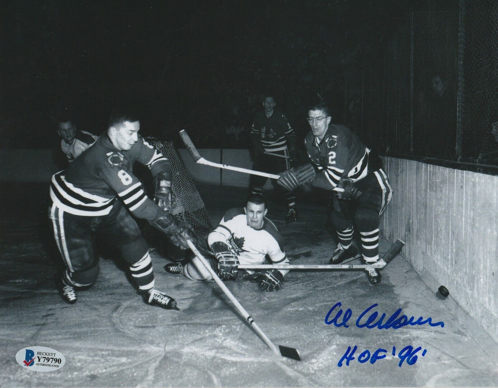 AL ARBOUR Signed Chicago BLACKHAWKS 8X10 Photo Poster painting w/ Beckett COA & HOF Inscription