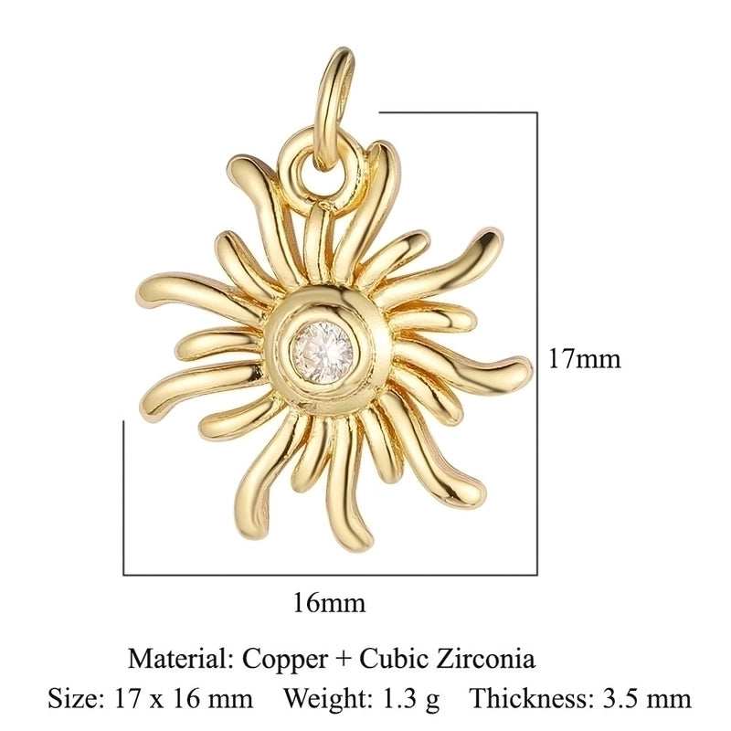 3 Pieces Copper Zircon 18K Gold Plated Sun Rainbow Star