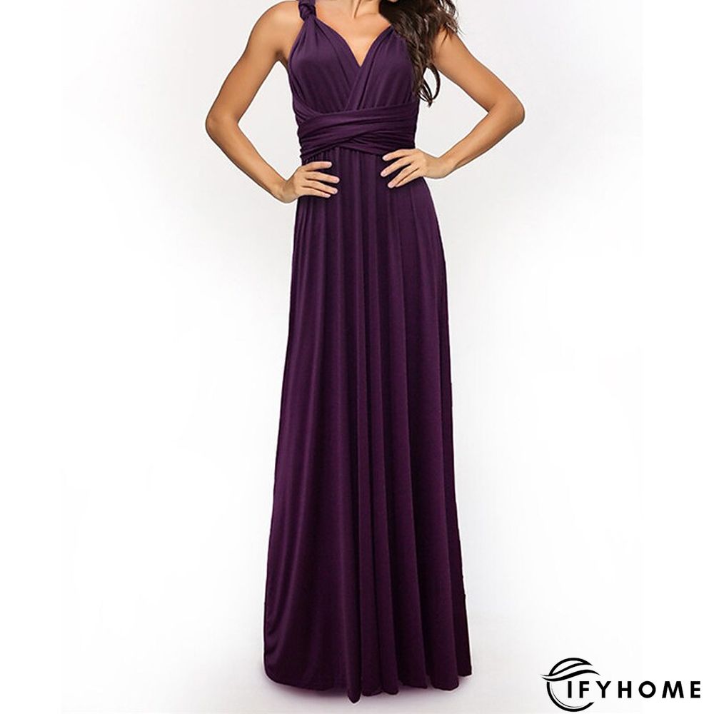 Women‘s Prom Party Dress Swing Dress Long Dress Maxi Dress Green Black Blue Sleeveless Pure Color Backless Spring Summer V Neck Party S M L XL | IFYHOME