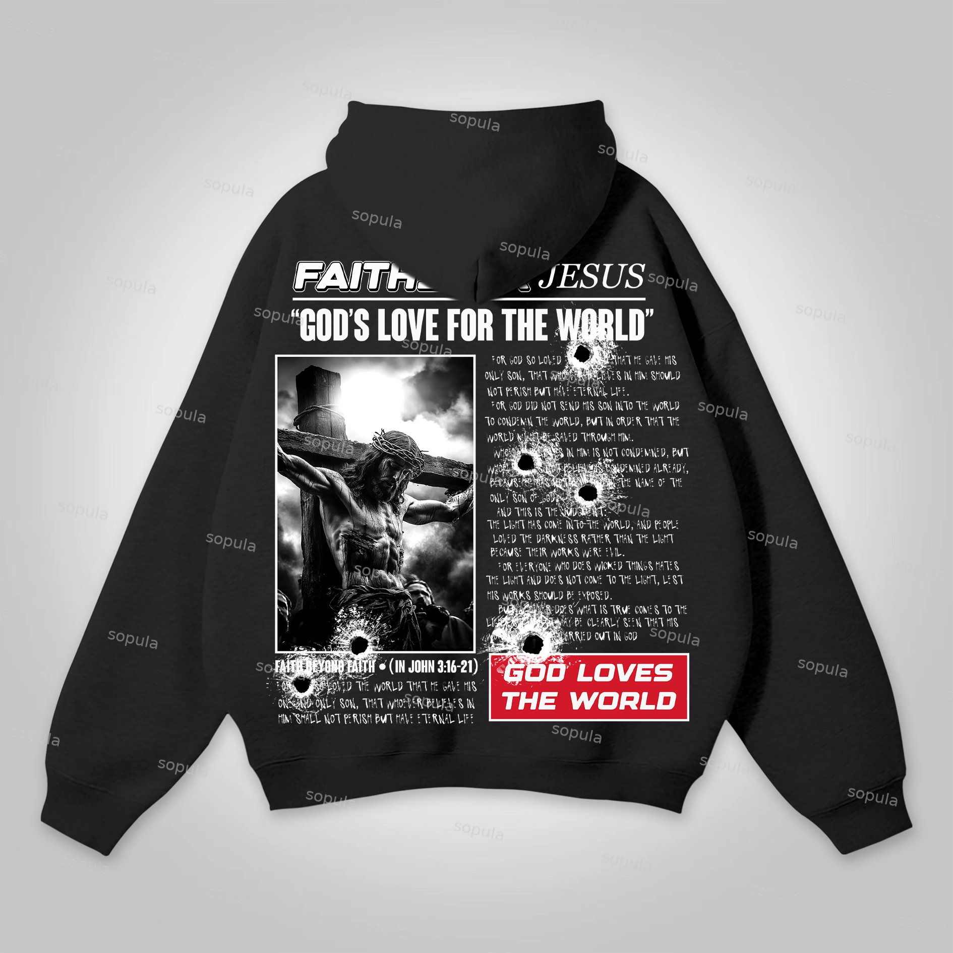 Sopula Bible Jesus God Loves The World Graphic Hoodie - Sopula｜Premium Graphic Tees & Graphic Clothing