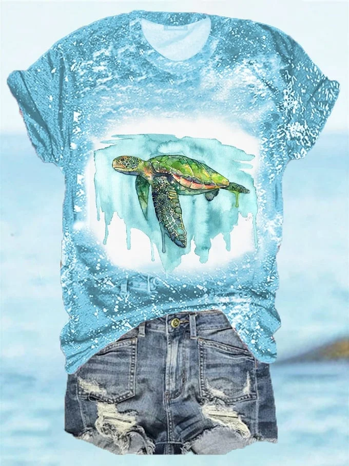 🔥Buy 3 Get 10% Off🔥Women's Holiday Turtle Tie-Dye T-Shirt