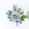 10PCS Blue Wedding Catering Bridal Groom Guests Corsage Boutonniere Wrist Artificial Flower Bouquets