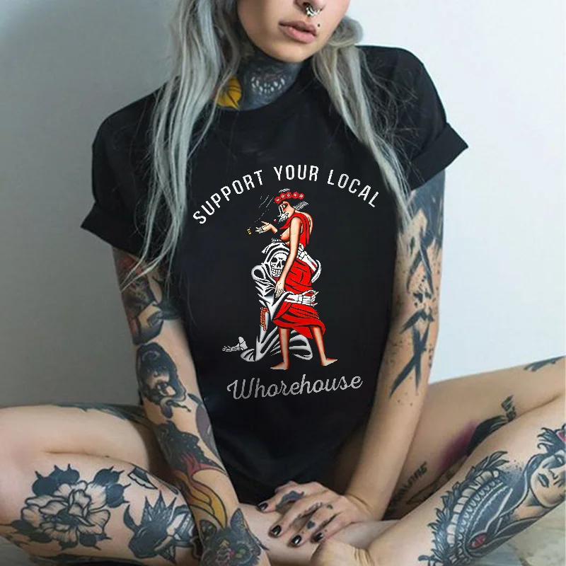 Support Your Local Whorehouse Printed Women's T-shirt -  