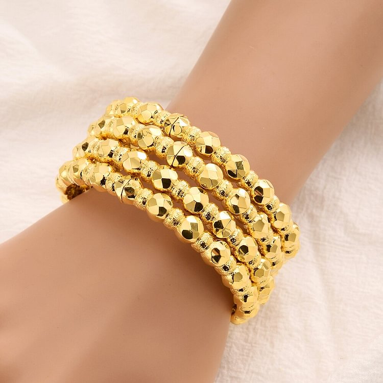24K 4pcs/Set Dubai Gold Color African Bridal Wedding Openable Bangle For Women