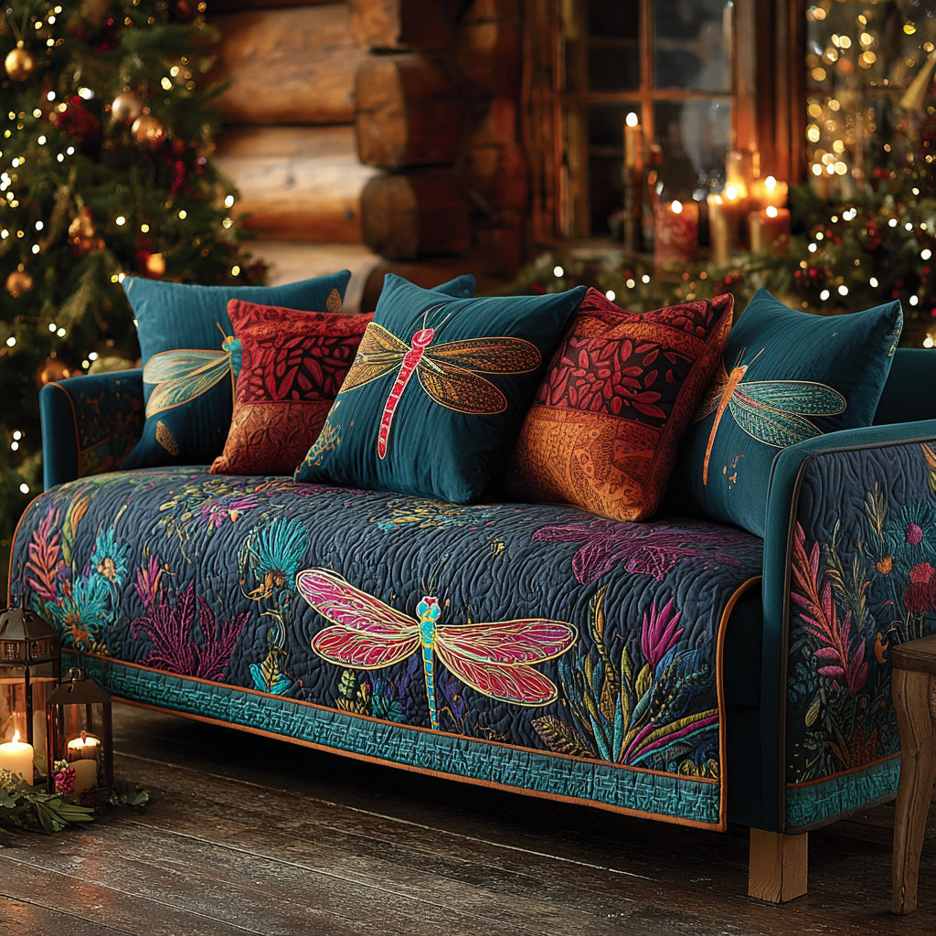 Dragonfly Haven Quilted Sofa Cover NCU0DV8641 everthome